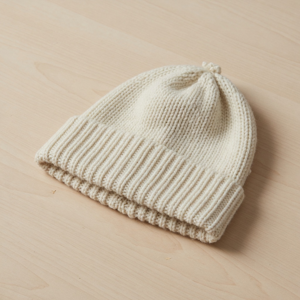 Cream wool beanie