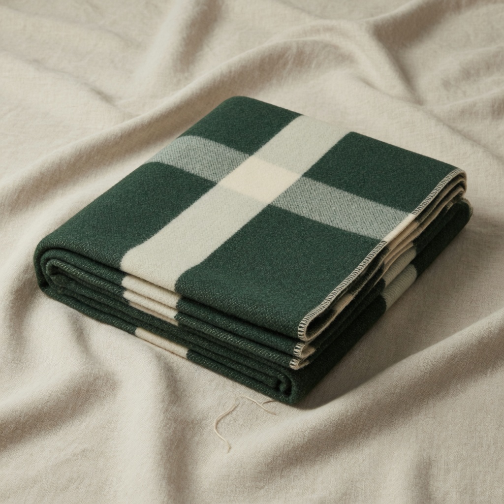 Forest-green wool throw