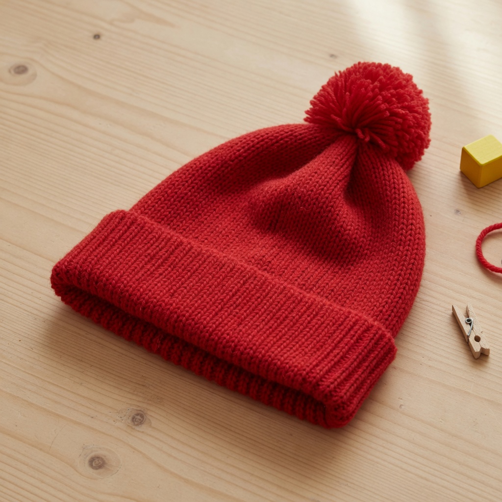 Child’s red knit beanie