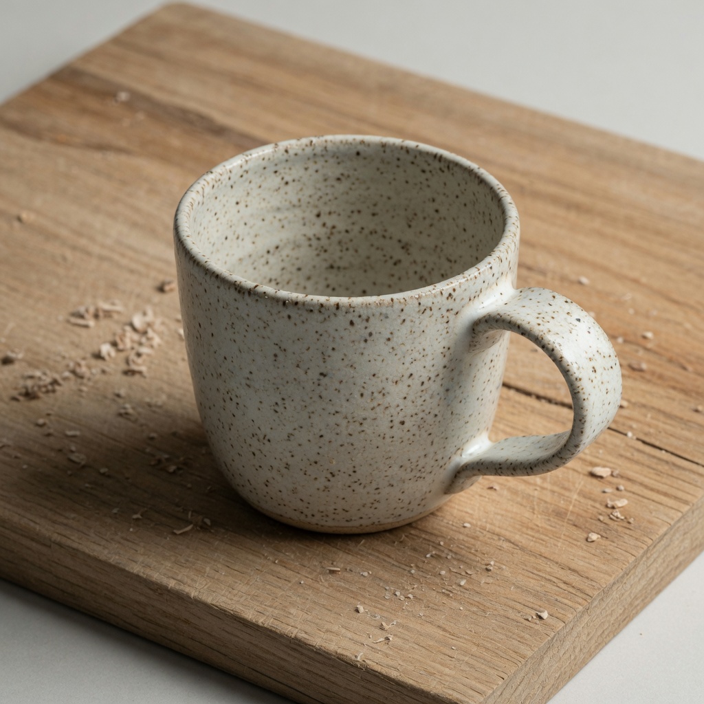 Handmade cream ceramic mug